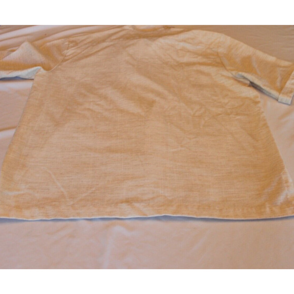John Blair Mens Polo Shirt Size L Short Sleeve Light Tan 4 Pocket Full Zip Stain - Picture 9 of 9